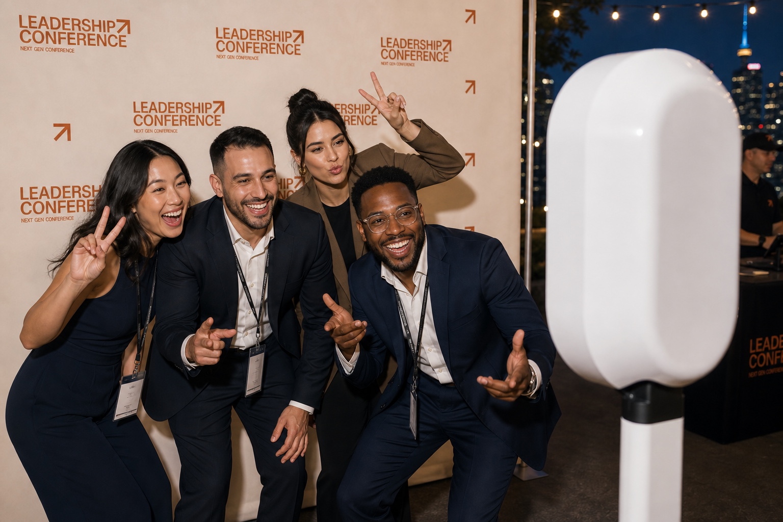 Guests enjoying a staffed event photobooth